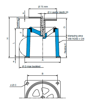 Rubber vibration isolator- VIB HD 50 with constant deformation and low load(图1)